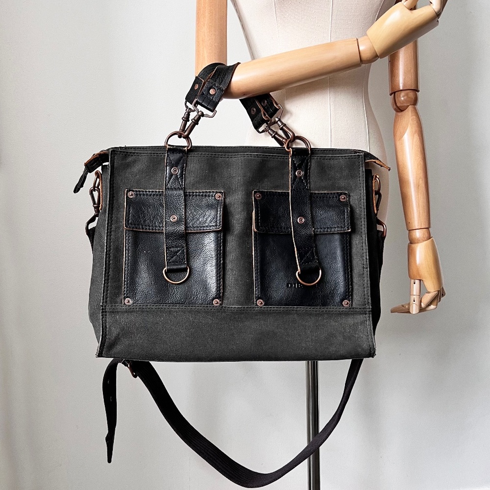 DIESEL Spare Parts Black Canvas x leather Tote bag RARE